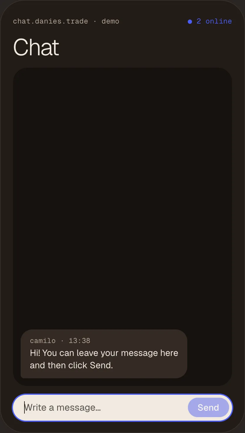 Welcome message in dark mode