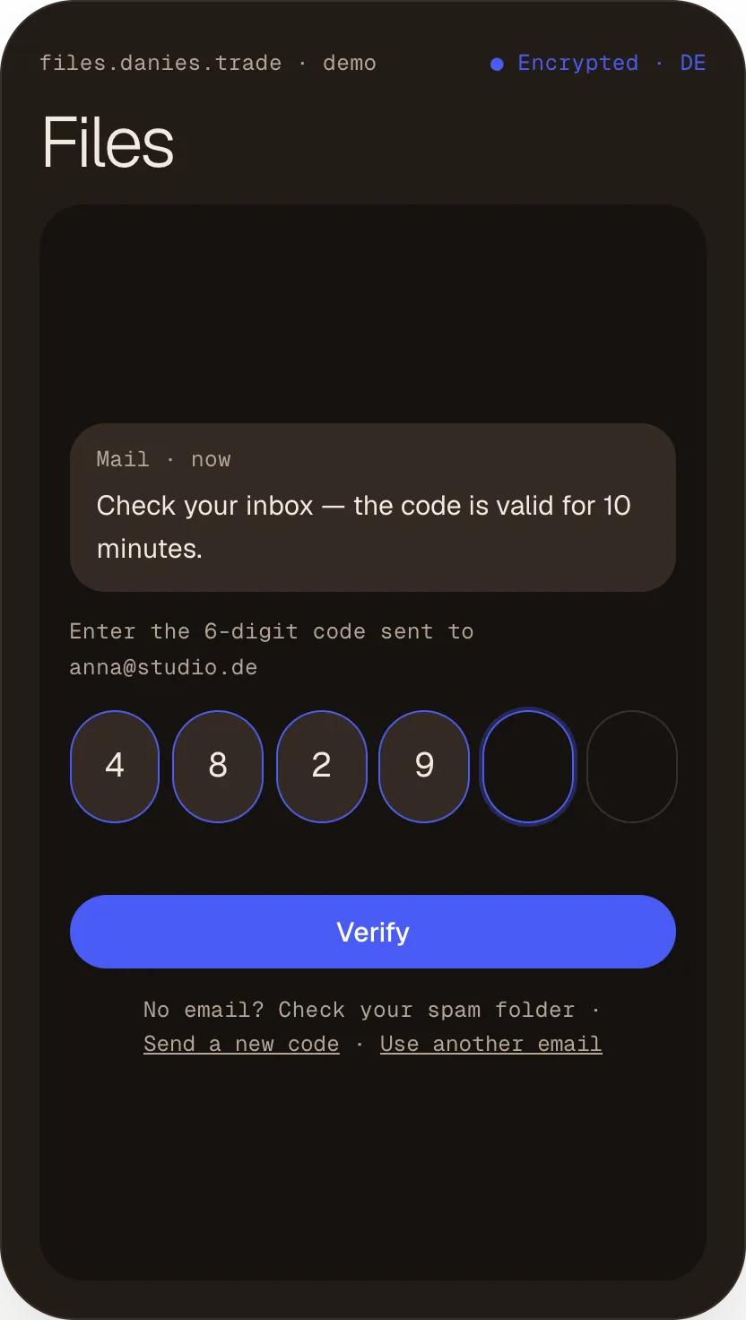 Entering the one-time code