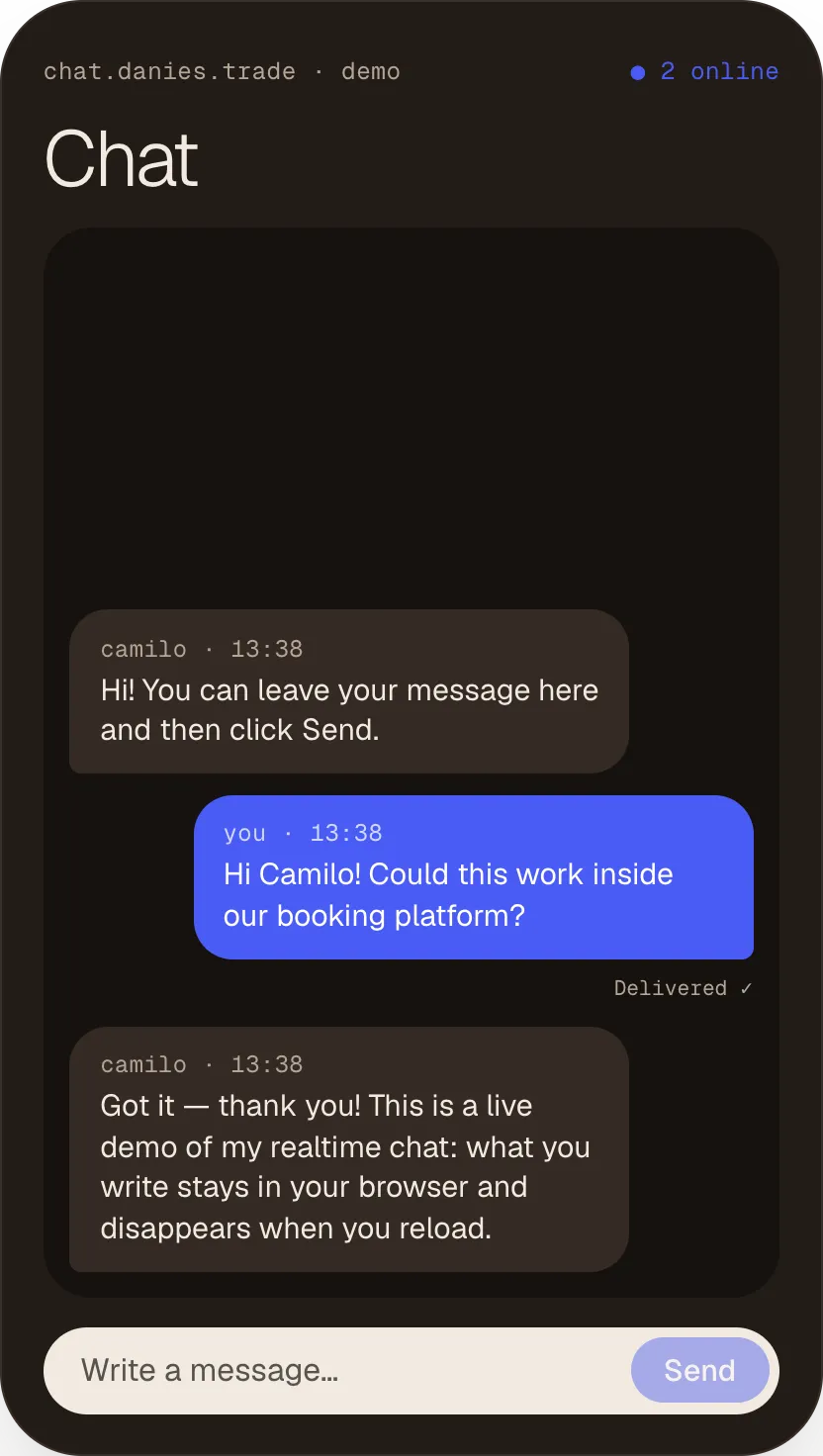 Chat conversation in dark mode